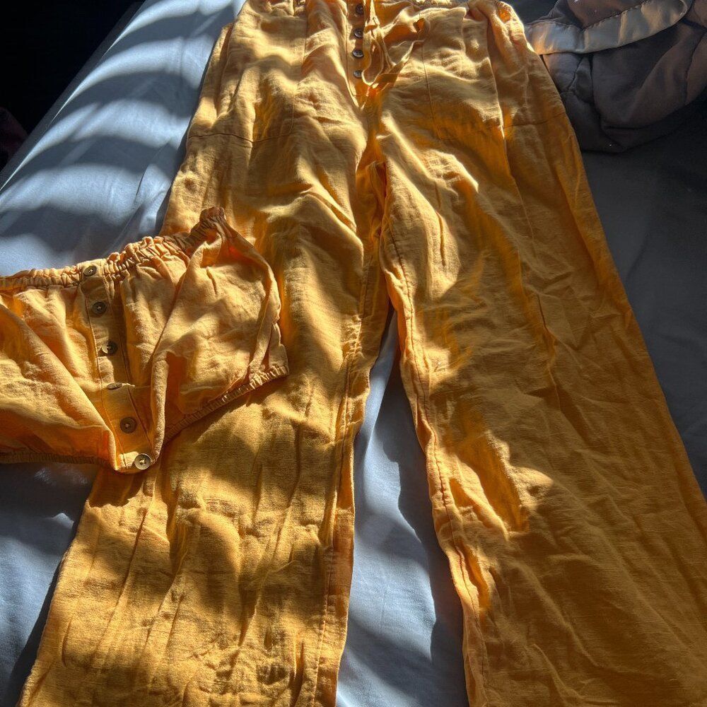 BILLABONG X SINCERELY‎ JULES Bring On Wide Leg Pants & top Cotton Mango Size M - Picture 4 of 16